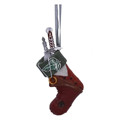 Abbildung von Nemesis Now Herr der Ringe Frodo Strumpf Hängende Ornament 8,6 cm, Kunstharz, offiziell lizenzierter Hängeornament, gegossen aus feinstem Harz, handbemalt