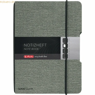Abbildung von herlitz 50033706 Notizheft flex Leinen, A5, 40 Blatt punktiert, FSC Mix, Farbe: grau, 1 Stück