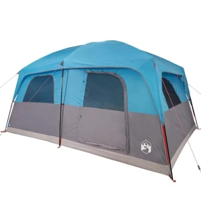 Abbildung von vidaXL Familienzelt für 10 Personen, Campingzelt mit Netzwände, Wasserdicht Gartenzelt 2 E Anschlüssen, Wanderzelt, Blau 185T Polyester