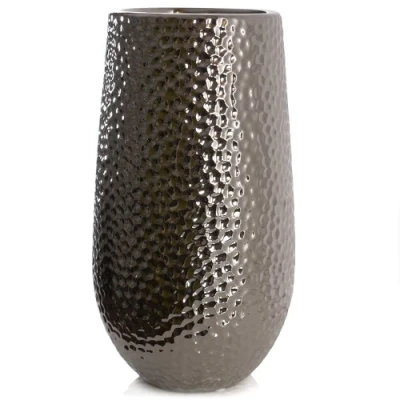 Abbildung von Kaheku Vase CORO, Keramik, Silber glasiert (H38 cm)