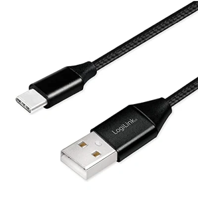 Abbildung von USB 2.0 Anschlusskabel, (Typ A) zu C) schwarz, 1m