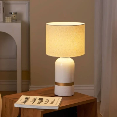 Abbildung von Pauleen Tischleuchte Glowing Soul max20W Weiß/Beige 230V Stoff/Keramik, ohne Leuchtmittel, E14