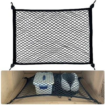 Abbildung von Fousenuk Gepäcknetz, Auto Kofferraumnetz Wohnmobil 80X60cm, Erstreckt Sich auf 160x120cm Mit 4 Massiven Haken Hundenetz Kofferraum Netztasche, Trennnetz Gepäckfixierung, Aufbewahrung Ladungssicherung