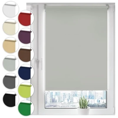 Abbildung von Verdunkelungsrollo Klemmfix ohne Bohren 120cm x 130cm Hellgrau Verdunklungsrollo Fensterrollo Rollo Seitenzugrollo Klemmrollo für Fenster &amp; Tür