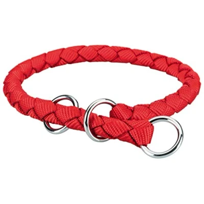 Abbildung von TRIXIE Cavo Zug Stopp Halsband Größe L: Halsumfang 4755 cm/ø 18 mm in rot Hundehalsband aus Gurtband für große Hunde, rund geflochten, 144003