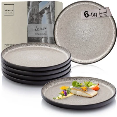 Abbildung von SÄNGER Teller Set Luxor, (6 St), Speiseteller Set, Steingut, Handmade, Braun Beige, VALUE COLLECTION