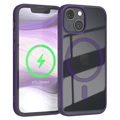 Abbildung von EAZY CASE Crystal TPU Hülle kompatibel mit iPhone 13 Mini Qi Charging, Silikon Kameraschutz, Slimcover, Handyhülle, Silikonhülle, Cover, Durchsichtig, Transparent/Lila