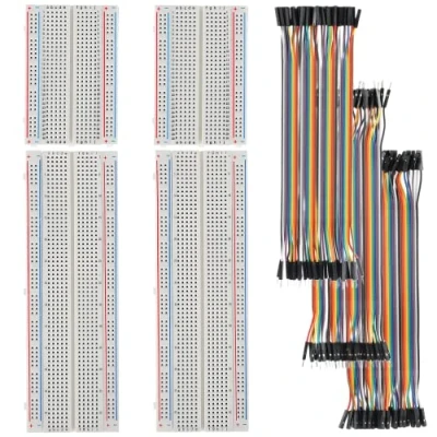 Abbildung von HUAREW Breadboard Dupont Wires Kit 830 Points Steckbrett 400 Steckplatine und 21cm Female zu Male Jump Wire Kabel für Arduino