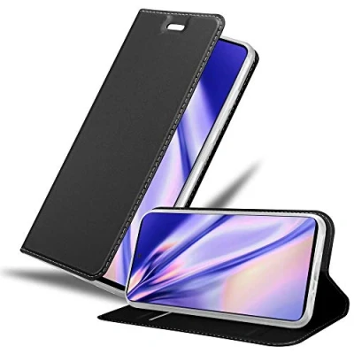 Abbildung von Cadorabo Hülle kompatibel mit Samsung Galaxy A51 4G / M40s aus Kunst Leder Flip Klappbare Stoßfeste Magnetische [Standfunktion] [Kartenfächern] Cover für Tasche in Schwarz