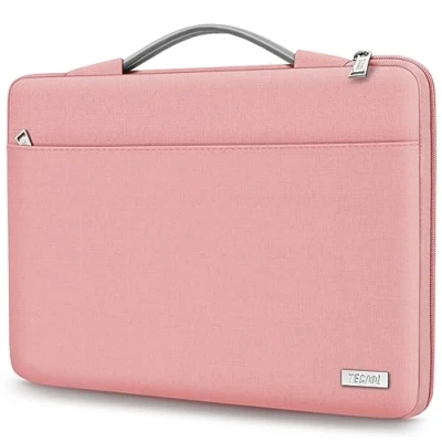 Abbildung von TECOOL 13,3 Zoll Laptop MacBook Tasche Hülle für Air Pro 13 M3 M2 M1 2024 2022 2012,MacBook 14 2023 2021,Surface Schutzhülle Wasserdicht Notoebook 13.3,Rosa