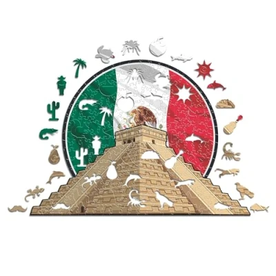 Abbildung von Iconic Puzzles, Chichén itzá, 100% ökologisch nachhaltiges Holzpuzzle mit offizieller Lizenz, Größe M, 270 Teile