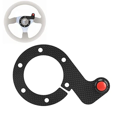 Abbildung von 6 Loch Lenkrad Hupenknopf, externe Hupenknopf Kits aus Kohlefaser, allgemeines Rennlenkrad Auto modifiziertes Zubehör für MOMO/OMP/Nardi/Sparco (Einzelknopf)