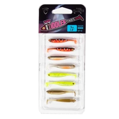Abbildung von Fox Rage UV Micro Tiddler Fast 4cm 8 Gummfiische, Gummiköder zum Spinnfischen, Softbaits für Barsche