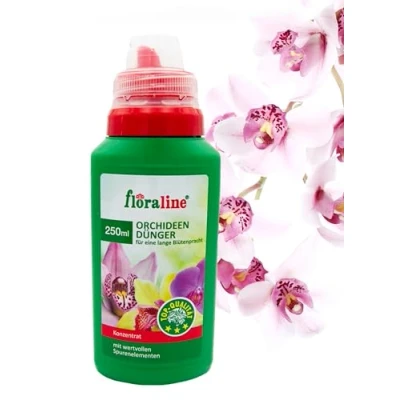 Abbildung von floraline® Spezial Flüssigdünger für Orchideen ganzjährig optimale Nährstoffe Ihre Orchidee ohne Überdüngung 250ml Orchideendünger mit Dosierkappe