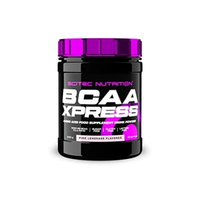 Abbildung von Scitec Nutrition BCAA Xpress, Zucker , Gluten &amp; Laktosefrei, 5g reine BCAA, Muskelaufbau Wachstum, 2:1:1 Aminosäurenverhältnis, aromatisiert leicht zu mischen, 280 g, Pinke Limonade