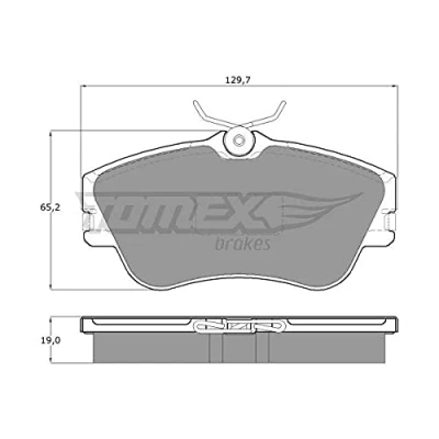 Abbildung von TOMEX brakes TX 11 82 Bremsbelagsatz Vorderachse VOLKSWAGEN: Transporter 4 Bus, Kastenwagen, Pritsche / Fahrgestell