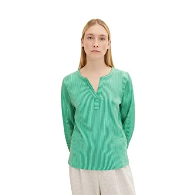 Abbildung von TOM Tailor stripe Bluse, Damen, Größe: Medium, Green white thin