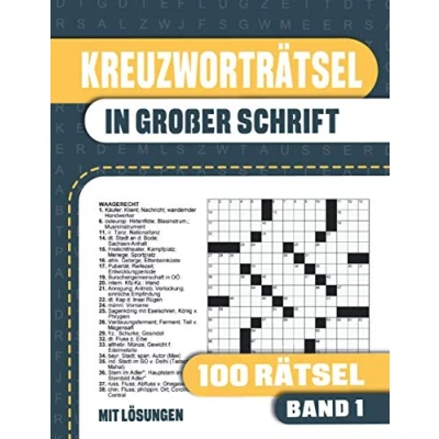 Abbildung von Kreuzworträtsel in Großer Schrift: 100 Große Schrift für Senioren und Erwachsene Band 1