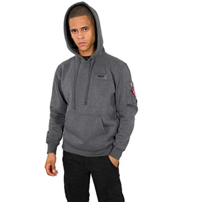 Abbildung von Alpha Industries Herren Back Print Hoody Kapuzenpullover, Charcoal Heather, S