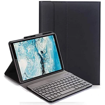 Abbildung von YHFZR Tastatur Hülle for Lenovo Tab M8 (QWERTY Layout), Ultradünn Flip Entfernbar Drahtloser Keyboardständer Ledertasche für (TB 8705F/TB 8505F/TB 8505X/TB 8505FS), Schwarz
