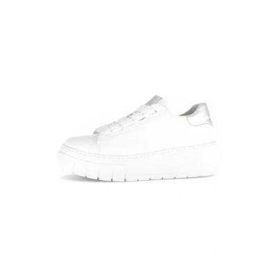 Abbildung von Gabor Damen Low Top Sneaker, Frauen Halbschuhe,Best Fitting,Ugly Sneaker,Chunky Sneaker,straßenschuhe,Strassenschuhe,Weiss/Silber,40.5 EU / 7 UK