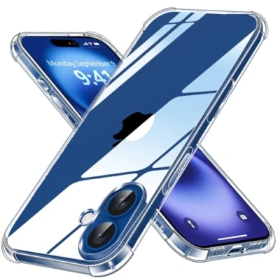 Abbildung von Ruayia Hülle Kompatibel mit iPhone 16, Handyhülle Durchsichtig Nie Vergilbung Stoßfest, Dünn Transparent Schutzhülle für 16 Schutz Anti Kratzt Rückseite Case