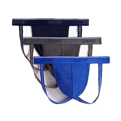 Abbildung von 2(x)ist)IST Herren Jock Strap Baumwolle Stretch 3er Pack, Eclipse/Leine/Blei, Blau, Medium