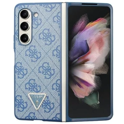 Abbildung von GUESS GUHCZFD5P4TDPB F946 Hülle für Z Fold5 Blau hardcase Leather 4G Triangle Strass