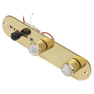 Abbildung von Unxuey 3 Wege Steuerplatte, vorverdrahtete Ersatz für Fender Tele Telecaster E Gitarre (Golden)
