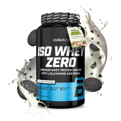 Abbildung von BioTechUSA Iso Whey Zero Premium Protein Isolate Grass Fed Enzyme Free Sugar and Gluten free, 908g, Black Biscuit