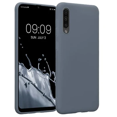 Abbildung von kwmobile Hülle kompatibel mit Samsung Galaxy A50 weiches TPU Silikon Case Cover geeignet für kabelloses Laden Dunkler Schiefer