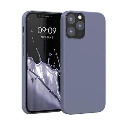 Abbildung von kwmobile Hülle kompatibel mit Apple iPhone 12 / Pro Silikon Handy Case Handyhülle weiche Oberfläche kabelloses Laden Lavendelgrau