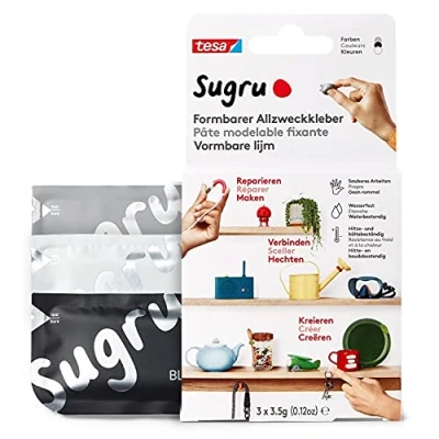 Abbildung von Sugru Allzweckkleber formbar VE=3 Stück (3x3,5 g) schwarz/weiß/grau