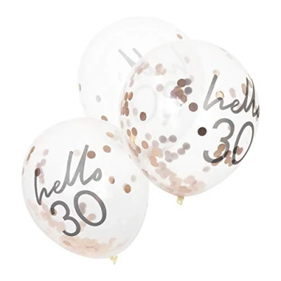 Abbildung von Ginger Ray Dekorative Konfetti Luftballons, Motiv &quot;Hello 30&quot;, Roségoldfolie, 5 Stück