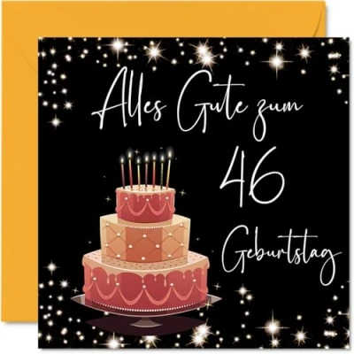 Abbildung von 46. Geburtstagskarte für Frauen Elegant Stilvoll Alles Gute zum Geburtstagskarten 46 Jährige Frau Tochter Schwester Tante, 145mm Sechsundvierzig Geburtstag Grußkarten