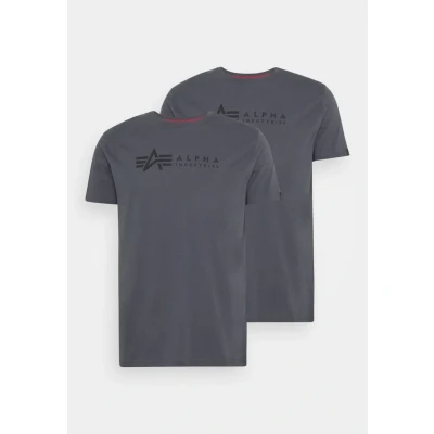 Abbildung von Alpha Industries Label 2 PACK Tshirt print, Herren, Größe: Small, Greyblack/black