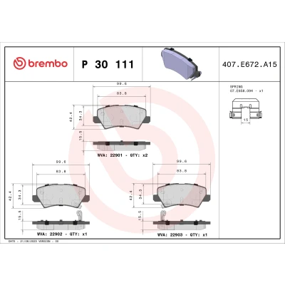 Abbildung von BREMBO P 30 111 Bremsbelagsatz mit akustischer Verschleißwarnung Zubehör KIA: Picanto III, II