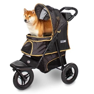 Abbildung von Innopet Adventure Hundebuggy Hundewagen Pet Stroller Kinderwagen für Hund Katze Gold schwarz