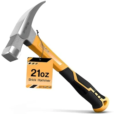 Abbildung von DIY Doctor Maurerhammer 21oz (600g) Geschmiedeter Stahl &amp; Fiberglasgriff TPR rutschfester Griff für Geologie , Spalt Nagelarbeiten