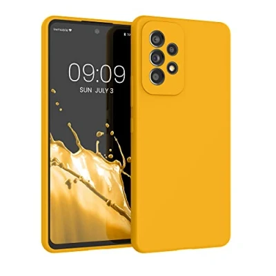 Abbildung von kwmobile Hülle kompatibel mit Samsung Galaxy A53 5G Silikon Handy Case Handyhülle weiche Oberfläche kabelloses Laden Honiggelb