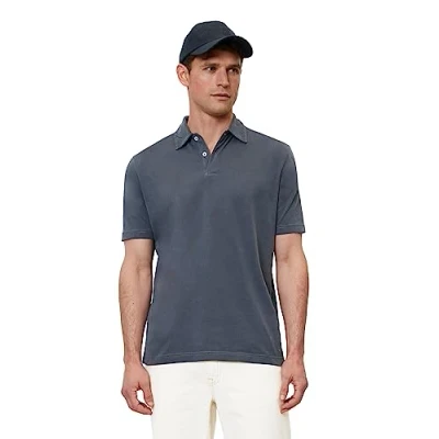 Abbildung von Marc O&#039;Polo LOGO Artwork AT Chest Straight Poloshirt, Herren, Größe: Large, Dark navy