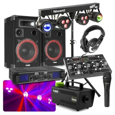 Abbildung von MAX Komplettes 700 W DJ Bluetooth Disco Set mit Sound, Licht und Nebel