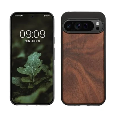 Abbildung von kwmobile Hülle kompatibel mit Google Pixel 9 Pro XL Holz Case stoßfestes Handy Cover TPU Handyhülle in Vintage Braun
