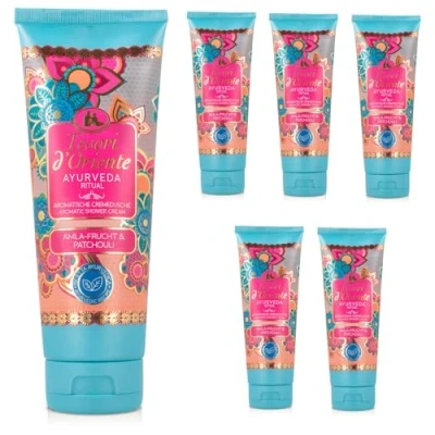 Abbildung von Tesori d&#039;Oriente Cremedusche &#039;Ayurveda&#039; 6x 250 ml Duschgel Duschcreme Cremebad aromatisches Amlaöl, Sesamöl, Aloe vera und Calendula, Wellness Rituale für Körper &amp; Sinne