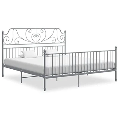 Abbildung von vidaXL Bettgestell Metallbett Schlafzimmer Bett Doppelbett Schlafzimmermöbel Bettrahmen Lattenrost Pulverbeschichtetes Metall Grau 180x200cm