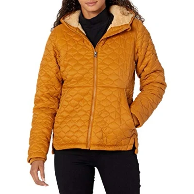 Abbildung von Amazon Essentials Damen Leichter, wasserabweisender Puffermantel mit Sherpa Futter und Kapuze, Kamelbraun, S