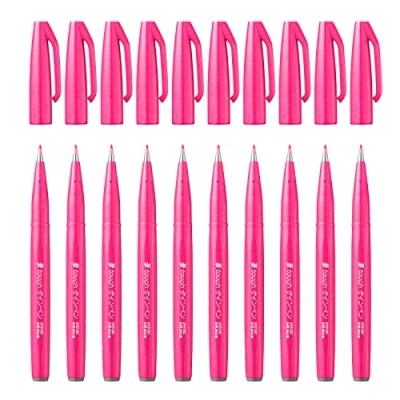 Abbildung von Pentel SES15C P Brush Sign Pen Faserschreiber, 10 Stück, pink