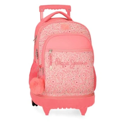 Abbildung von Pepe Jeans Nahid Compact Rucksack mit 2 Rädern, Rosa, 32 x 43 21 cm, Polyester, von Joumma Bags, 32x43x21 cms, Kompakter Rädern