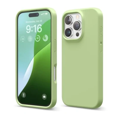 Abbildung von elago Premium Liquid Silikon Hülle Kompatibel mit iPhone 16 Pro Hülle, Ganzkörper Handyhülle, Stoßfest, Schlanke Kratzfester weicher Mikrofaser Innenfutter, 6.3 Zoll (Pastellgrün)