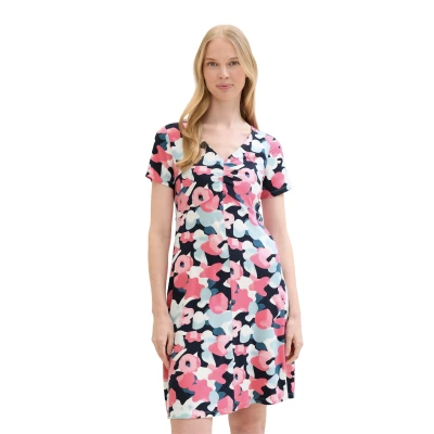 Abbildung von TOM Tailor Jerseykleid, Damen, Größe: 38, Pink colorful floral design